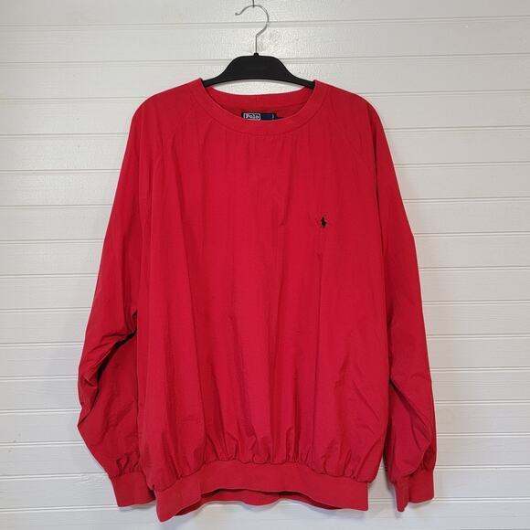 Polo by Ralph Lauren Vintage Windbreaker Crew Neck Sweatshirt Size Large Pockets - Picture 1 of 6